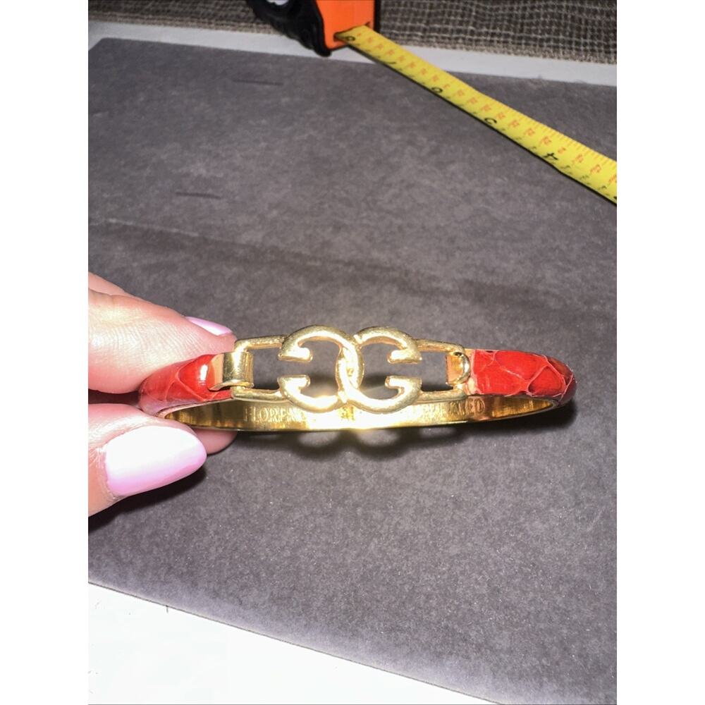 Vintage Gucci 24 karat gold plated bangle Snake bracelet RED - Picture 14 of 16